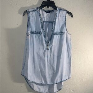 Sky Blue Sleeveless Denim Blouse